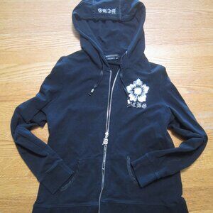 BCBGMaxAzria Hooded Jacket Embordered and Embellished Silver Tone Size XL